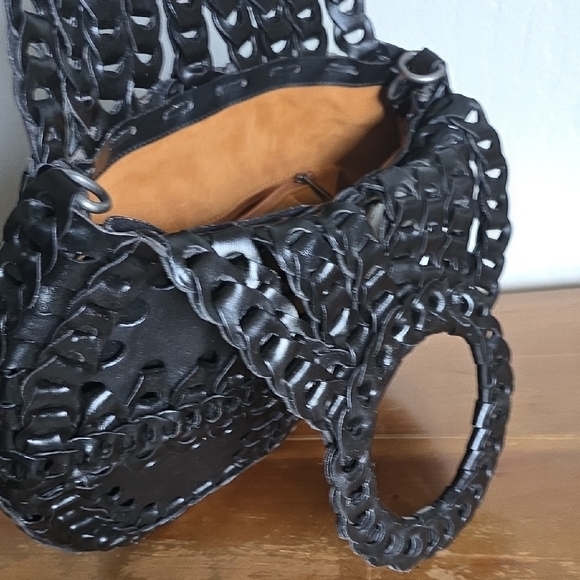 Patricia Nash Black Woven Shoulder Bag No Straps - Picture 6 of 9